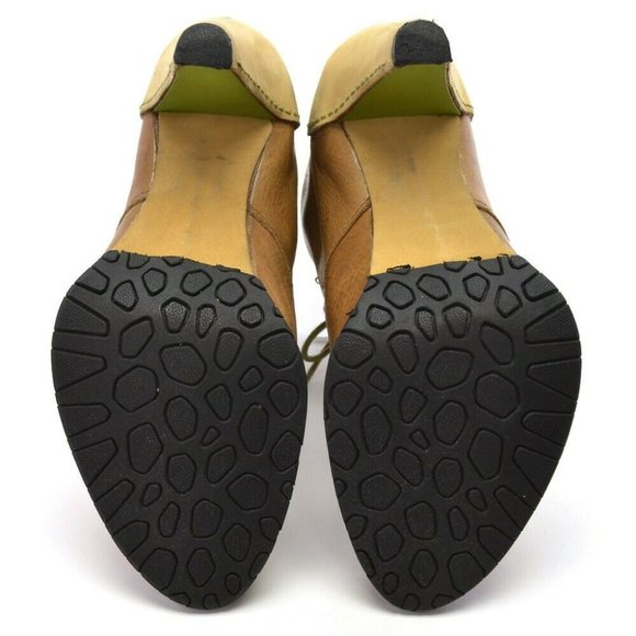 Terra Plana Tan Leather Lace Up Heeled Booties 8.5 - Picture 5 of 6